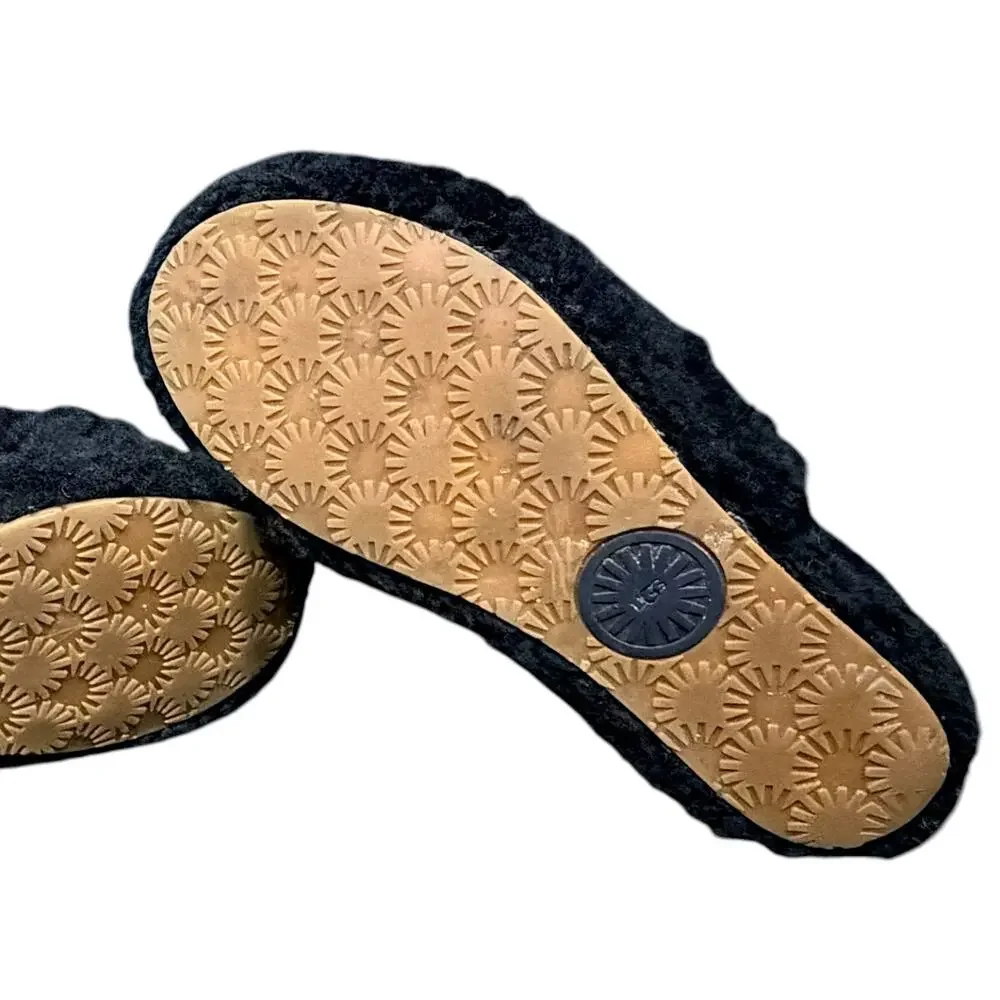 Ugg Fluff Yeah Womens 8 Black Slippers Slides Sandals Fluffy Casual $120 Retail